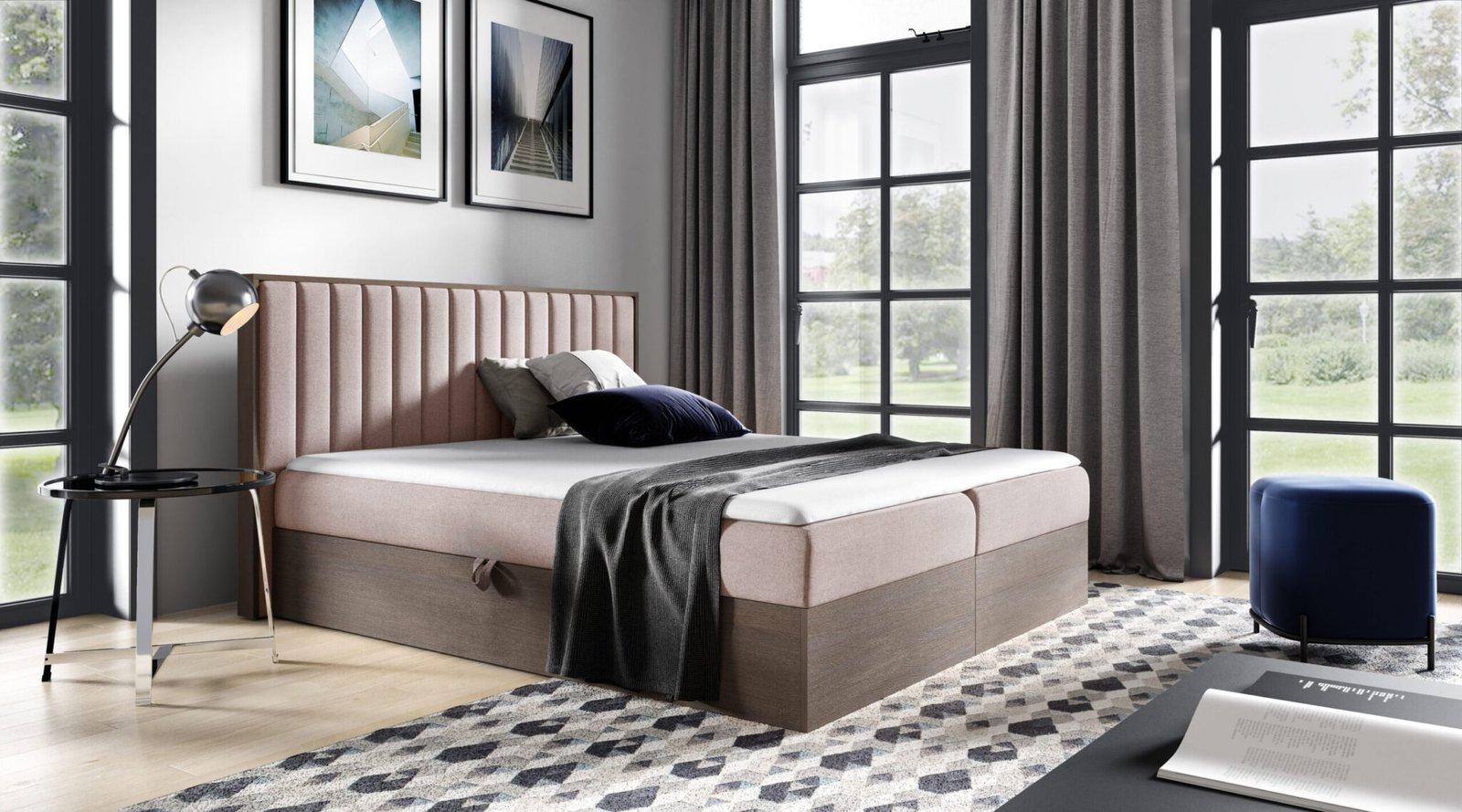 Wood 4 tamni hrast boxspring 140,160,180x200cm - Slika 2