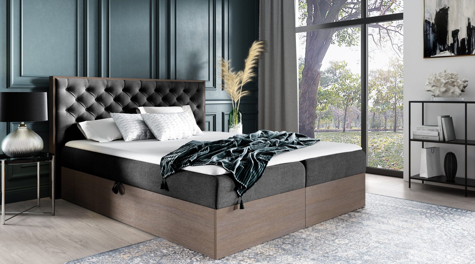 Wood 3 tamni hrast boxspring 140,160,180x200cm - Slika 2