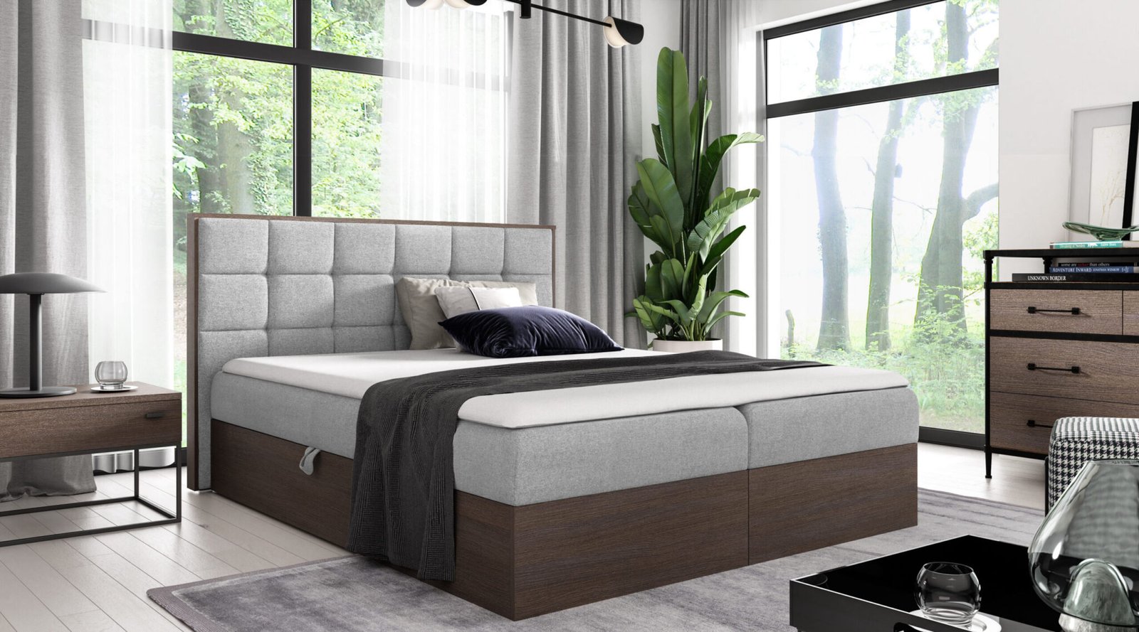 Wood 1 tamni hrast boxspring 140,160,180x200cm - Slika 2