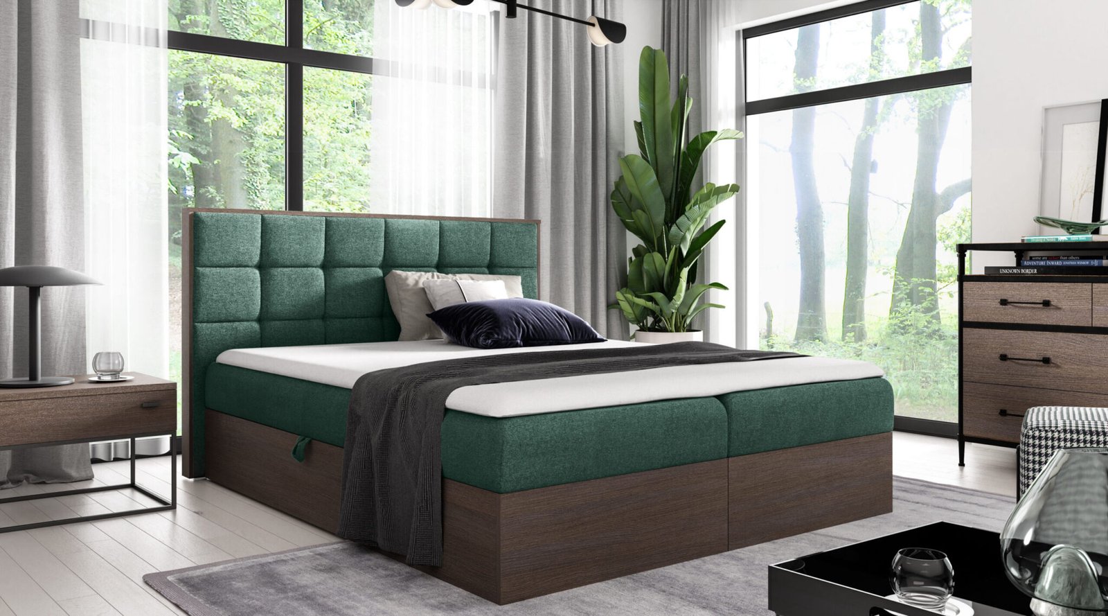 Wood 1 tamni hrast boxspring 140,160,180x200cm