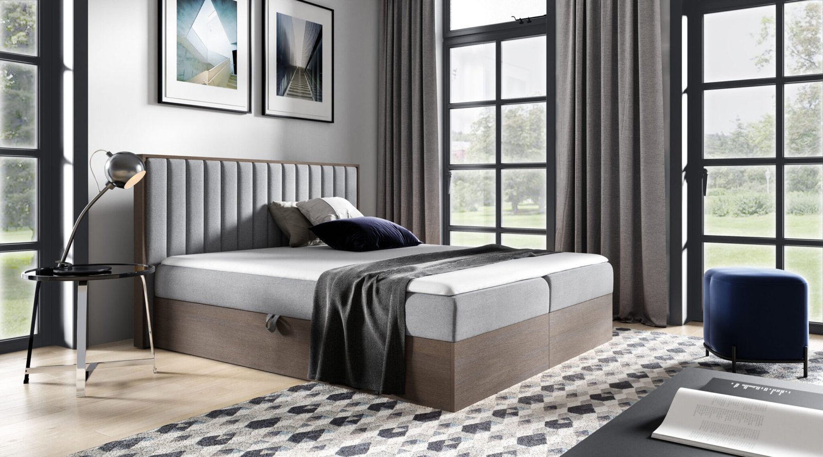 Wood 4 tamni hrast boxspring 140,160,180x200cm