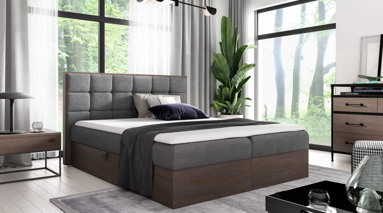 Wood 1 tamni hrast boxspring 140,160,180x200cm - Slika 3