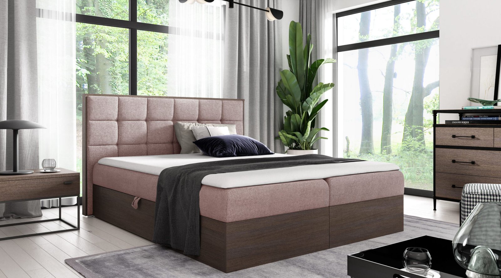 Wood 1 tamni hrast boxspring 140,160,180x200cm - Slika 4
