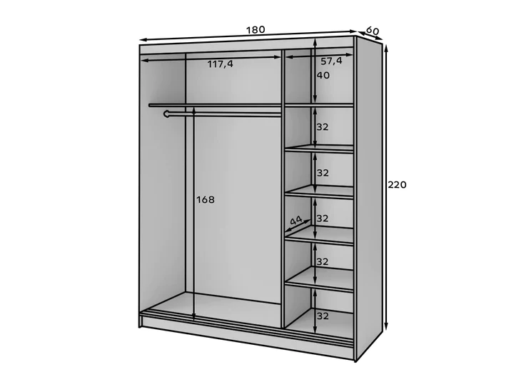Prescco III klizni ormar 180x220 - Slika 2